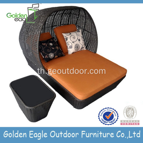 ออกแบบใหม่ PE หวาย Wicker Garden Sunbed